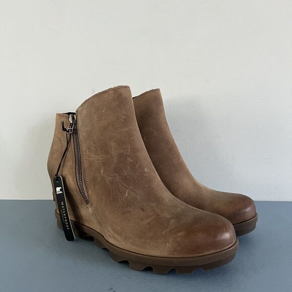 NWT Sorel Joan of Arctic Wedge II Tan Brown Waterproof Zip Booties